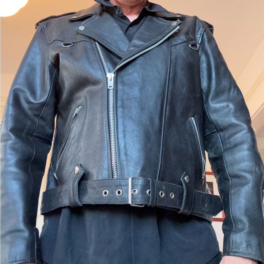 Running Bare Men's Black Leather Jacket